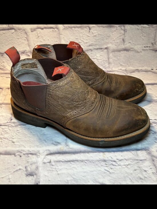 Twisted X Cow Dog Western Boots Mens 9M Brown Leather Comfort Cowboy Slip On main image 10